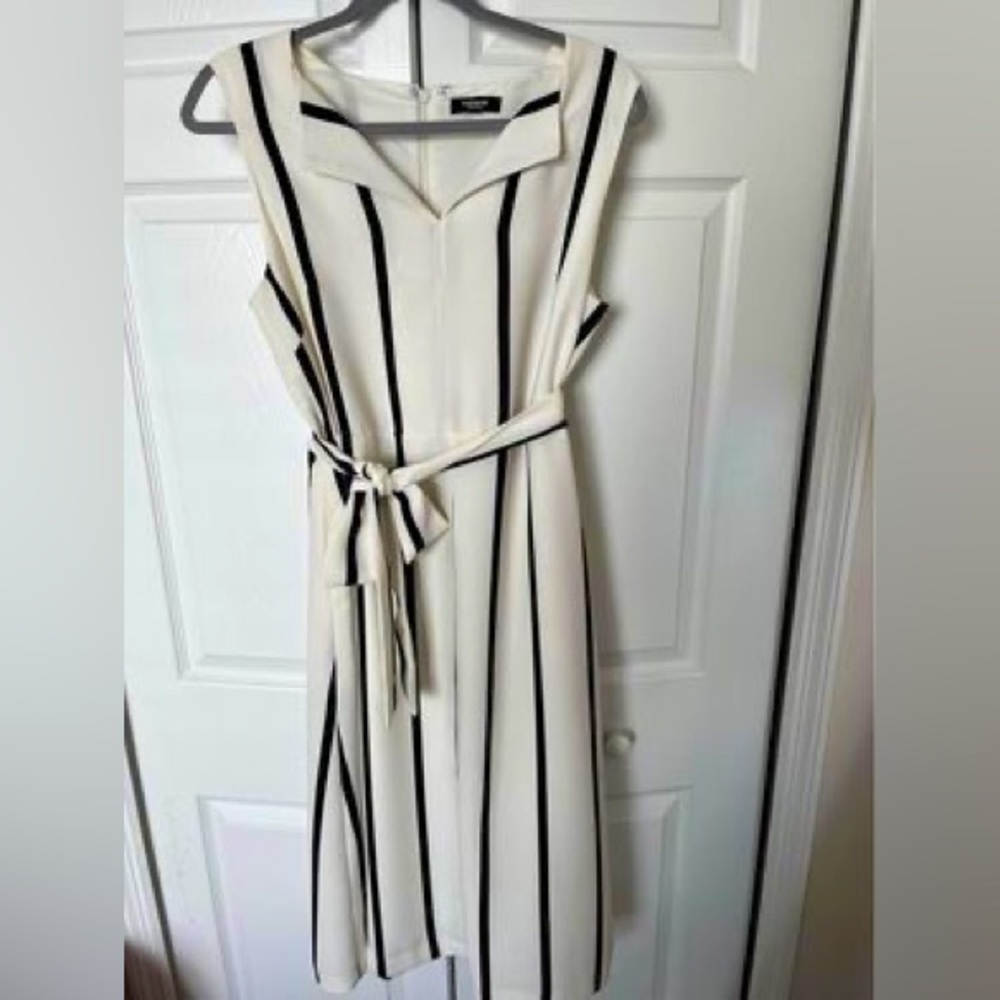 White Dress with Black stripes